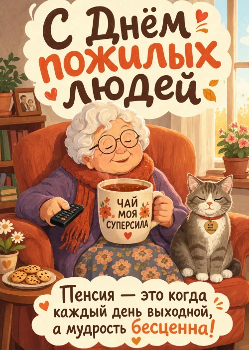 Открытка с Днем Пожилых Людей-11