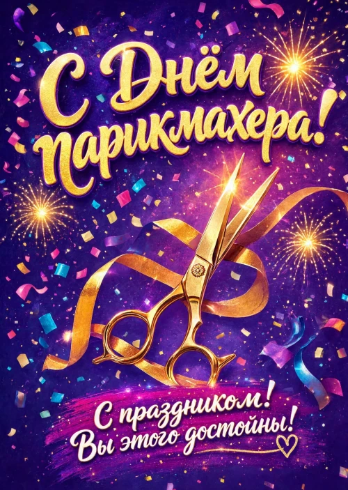 Открытка С днем парикмахера #3