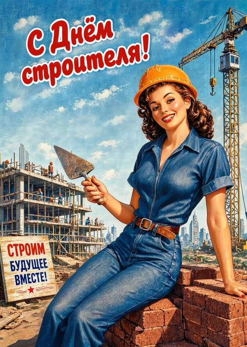 Открытка с днем строителя #27