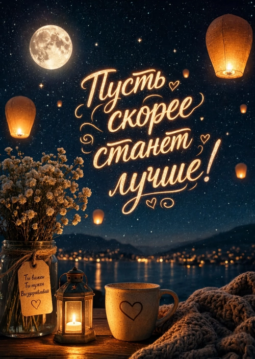 Открытка с пожеланием выздоравливай #19