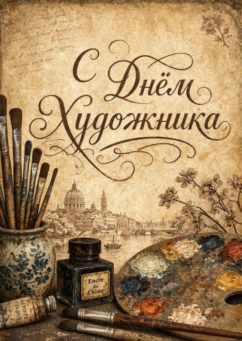 Открытка с Днем Художника-5