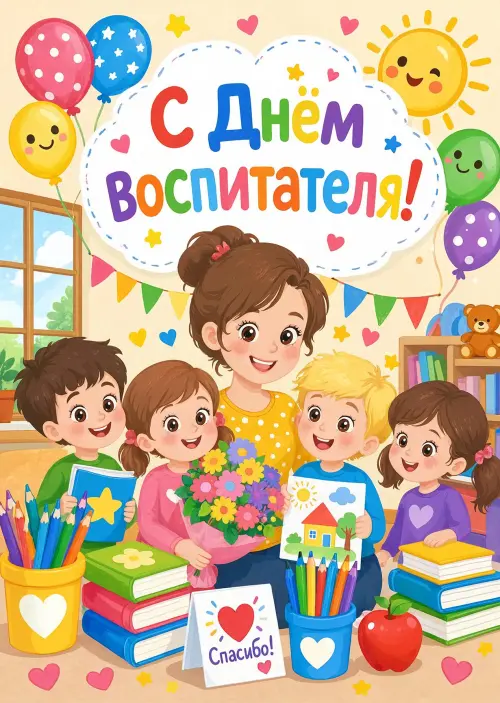 Открытка С Днём Воспитателя #5