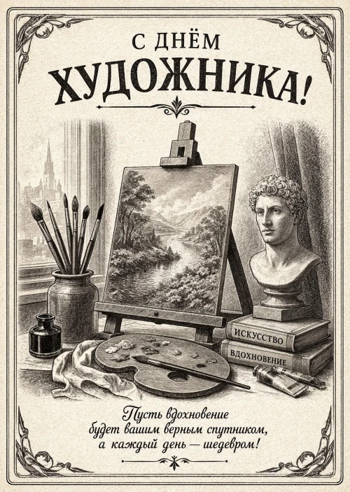 Открытка с Днем Художника-28