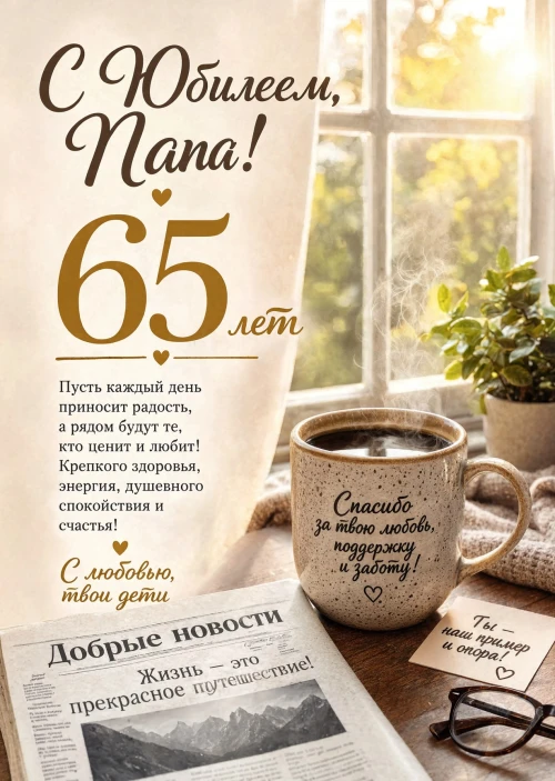 Открытка "С юбилеем папа 65 лет" #43