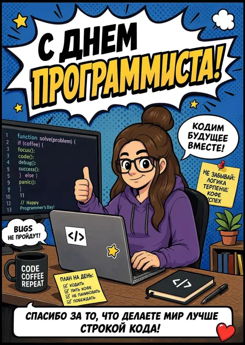 Открытка С Днём Программиста #36