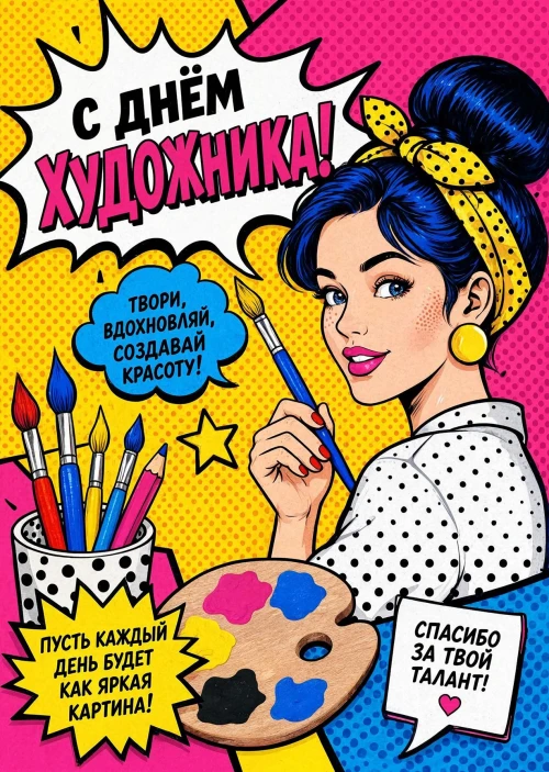 Открытка с Днем Художника-40