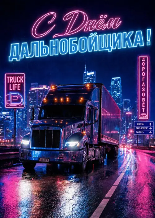 Открытка с Днем Дальнобойщика #5