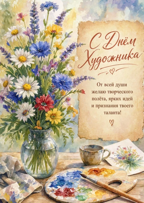 Открытка с Днем Художника-8