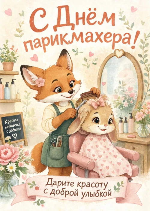 Открытка С днем парикмахера #14
