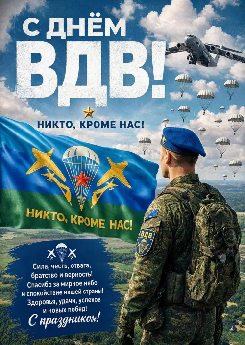 Открытка c днем ВДВ #9